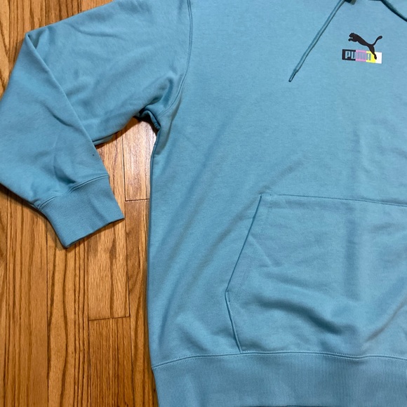 PUMA Brand Love Multiplacement Hoodie Porcelain Blue Men’s Sz L New! - Picture 7 of 9